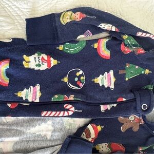 Hanna Andersson Navy Holiday Print Onesie